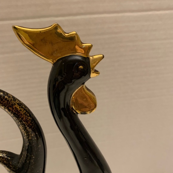 Tall Mid Century Black and Gold Rooster, Wales China, Made in Japan, - Picture 3 of 5